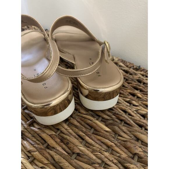 Footin Gold Sandals Wedge Comfort Princess Going Out Glamour Old Money Luxury 5 - Picture 4 of 8